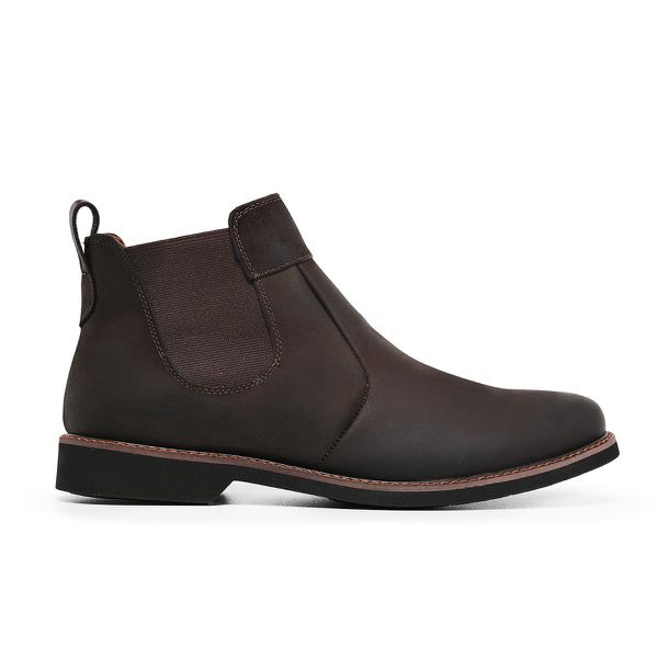 Bota Social Chelsea Masculina Café em Couro