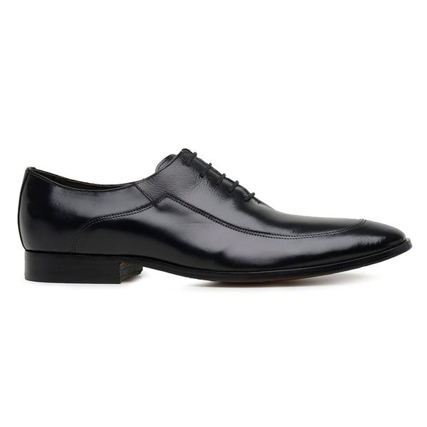 Sapato Social Preto Couro Wood Laser