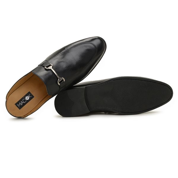 Mule Masculino Preto em Couro