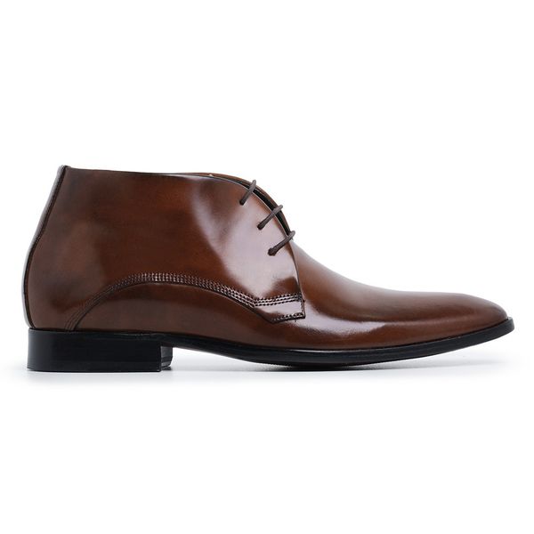 Bota Social Marrom Solado de Couro
