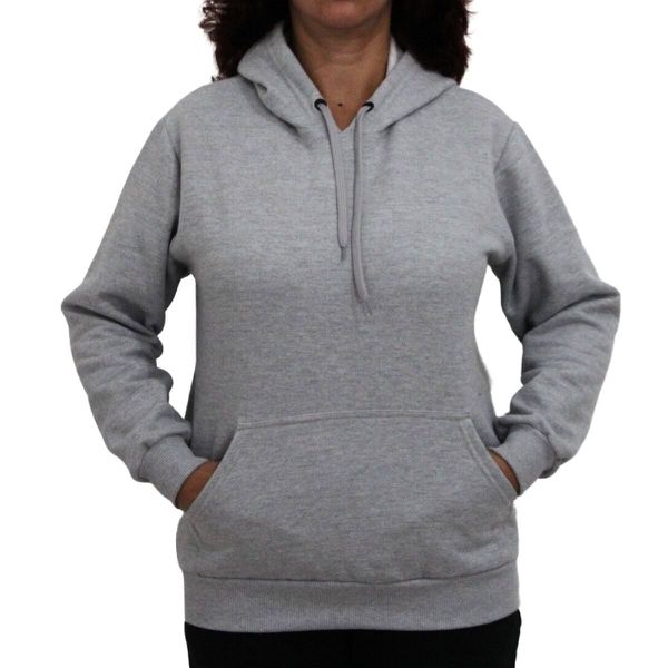 Blusa Avulsa Moletom Feminino Canguru com Capuz Cinza Haldrys
