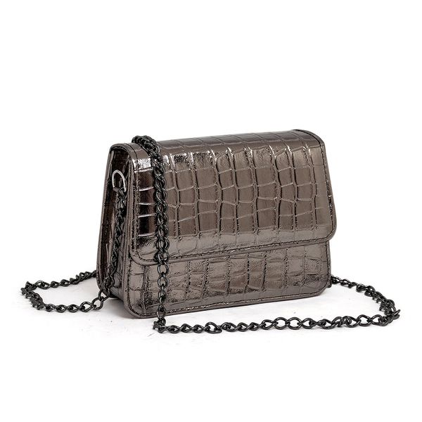 Bolsa Feminina Pequena Croco Grafite