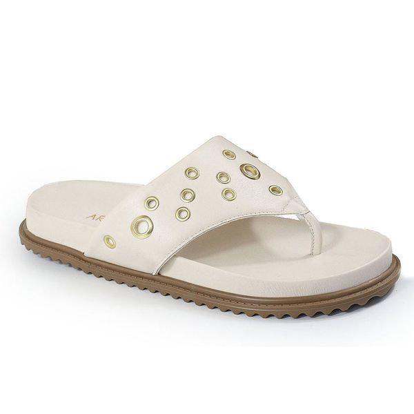 Sandália Papete Feminina de Dedo Sola Baixa Sintético Off White