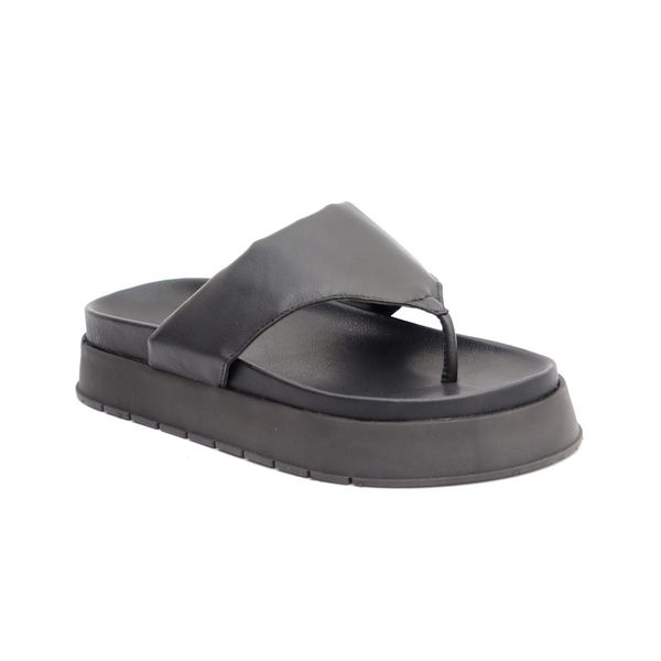 Sandália Papete Feminina Flatform de Dedo Sola Alta Preto