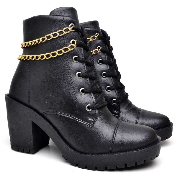Coturno Casual Feminino Sint tico Z per Cadar o Corrente Dourada