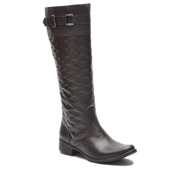 Bota Feminina Montaria Couro Legítimo com Matelassê Café