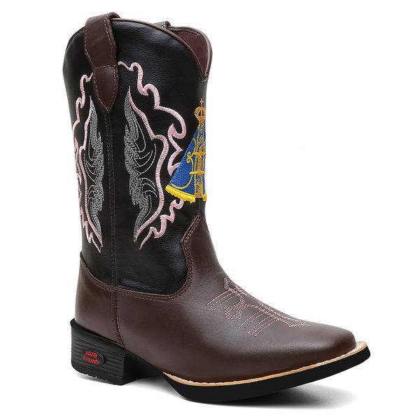 Bota Feminina Texana Cano Alto Chocolate e Preto