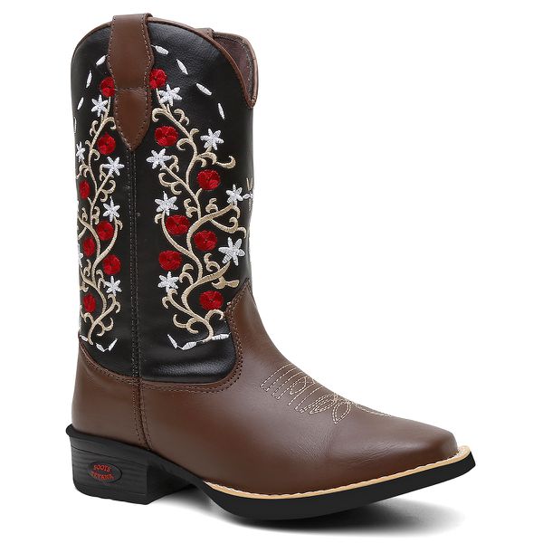 Bota Feminina Texana Cano Alto Chocolate e Preto