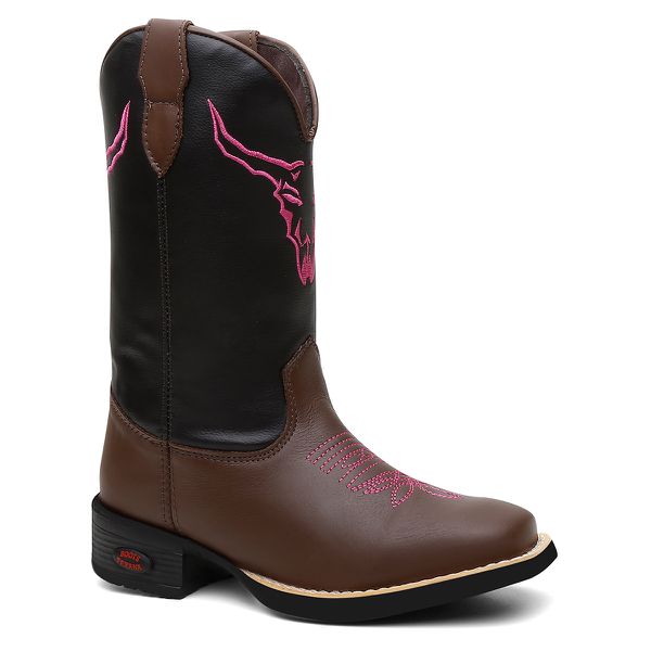 Bota Feminina Texana Cano Longo Chocolate e Preto