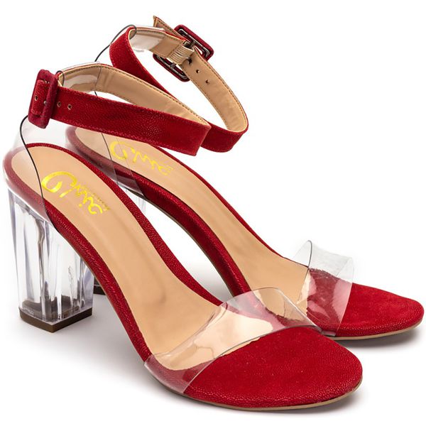 Sandalia vermelha transparente best sale