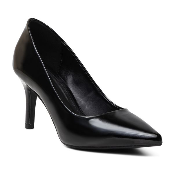 Sapato Feminino Scarpin Salto Fino Verniz Preto