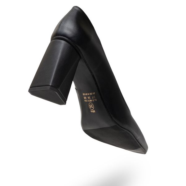 Sapato Feminino Scarpin Salto Triangulo Napa Preto Haldrys