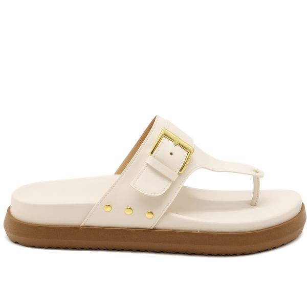 Sandália Papete Feminina Biker Napa Off White