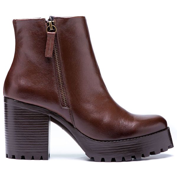 Coturno Feminino Plataforma Tratorado Chocolate