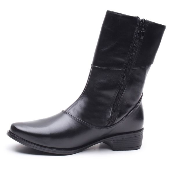 Bota de couro feminina salto baixo shop