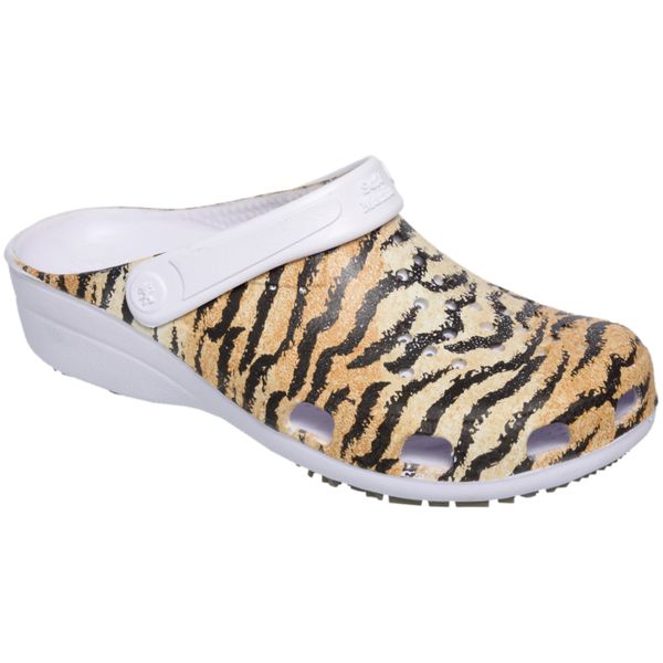 Babuche Soft Works Antiderrapante Branco e Tigre 
