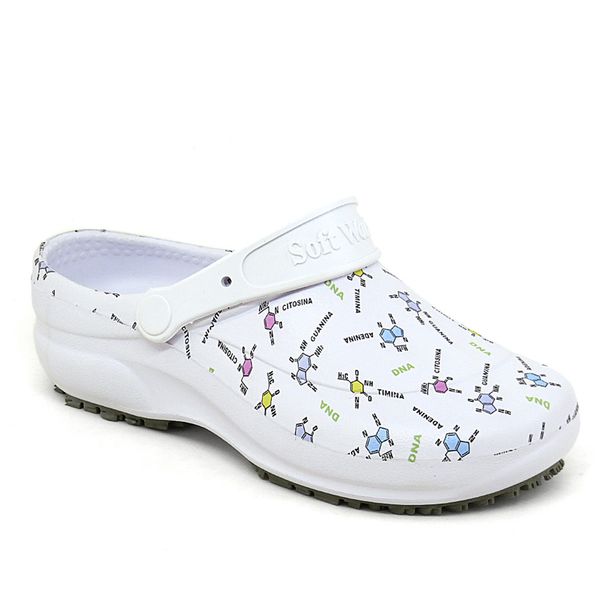 Babuche Unissex Antiderrapante Soft Works Branco Estampado
