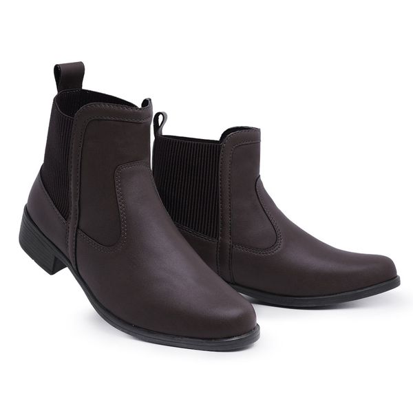 Bota Casual Feminina Chelsea Sint tico Marrom Haldrys