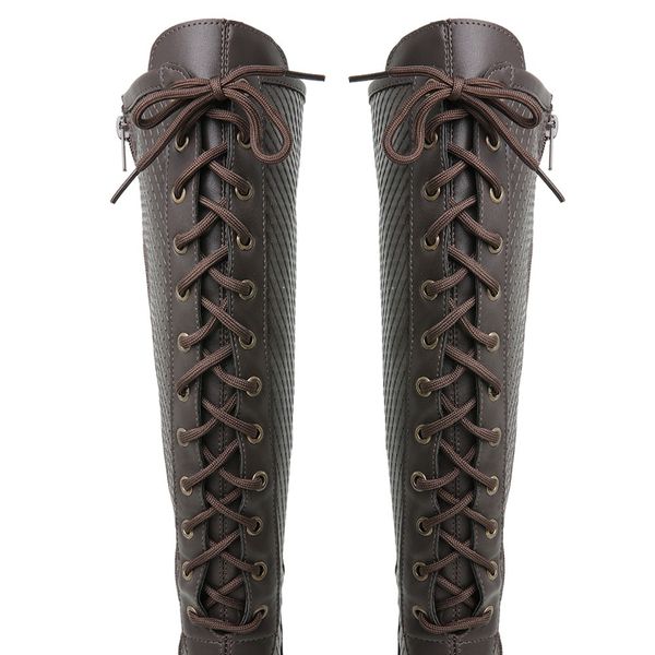 Bota Feminina Montaria Napa Sint tica Ziper e Atacador Marrom