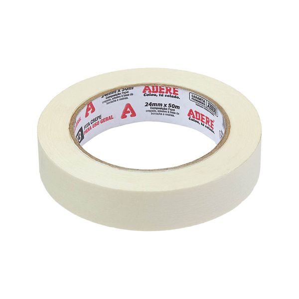 Fita Crepe Adere 24mm x 50m Uso Geral – Aderência Eficiente e Remoção Limpa 