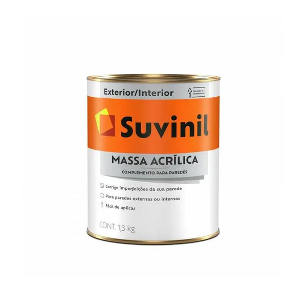  Massa Acrílica Suvinil 1,3kg – Acabamento Liso para Áreas Internas e Externas