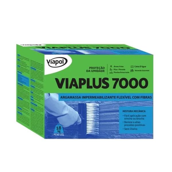 Viapluss 7000 Fibras 18kg - Argamassa Polimérica Flexível para Impermeabilização e Reparo