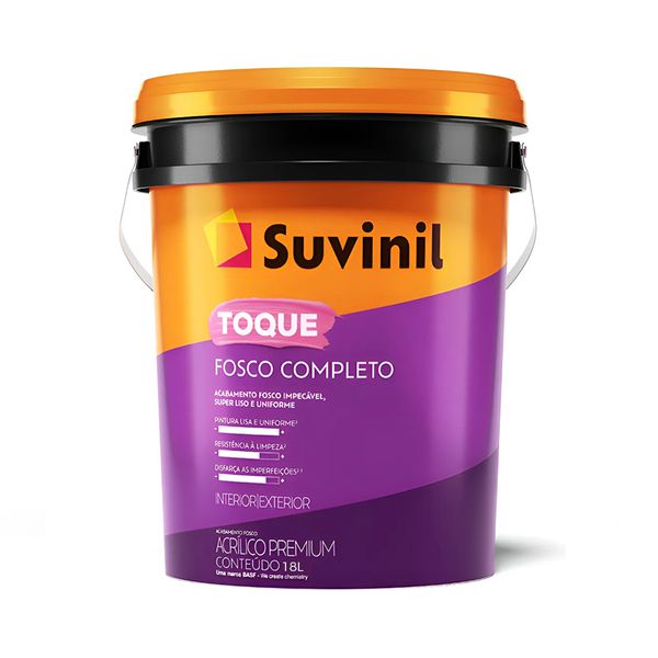 Suvinil Toque Fosco Branco 18L - Tinta Acrílica Premium para Interior e Exterior