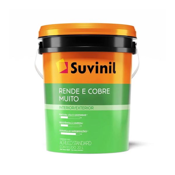 Tinta Suvinil Gelo Rende e Cobre Muito 20L – Alta Cobertura, Acabamento Fosco e Economia