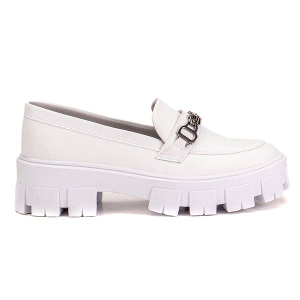 Mocassim Feminino Oxiford Tratorado Plataforma Branco