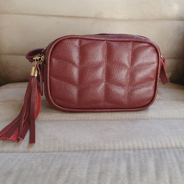 BOLSA COM ZIPER DUPLO Couro Legítimo