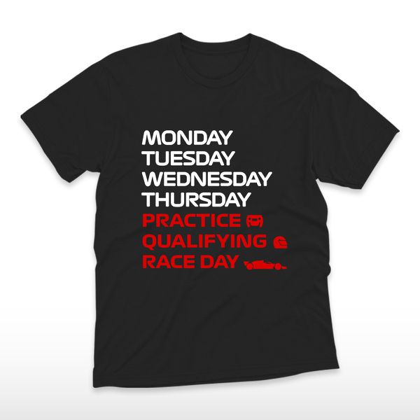 Camiseta F1 Dias da semana Days of the week - 100% Algodão unissex