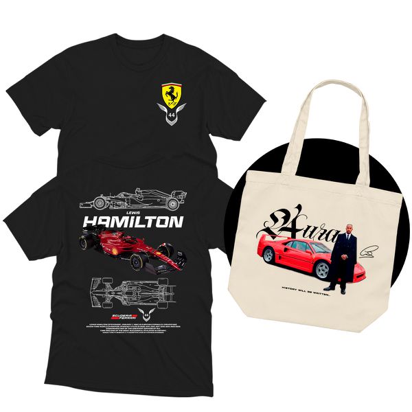 Kit Camisa Baby Look + Ecobag Hamilton Aura Blueprint Ferrarista #44