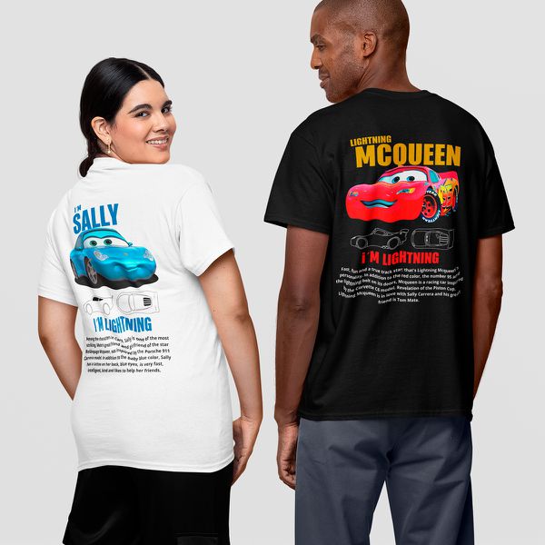 Kit casal Camisetas Mcqueen e Sally (MESCLADO) 