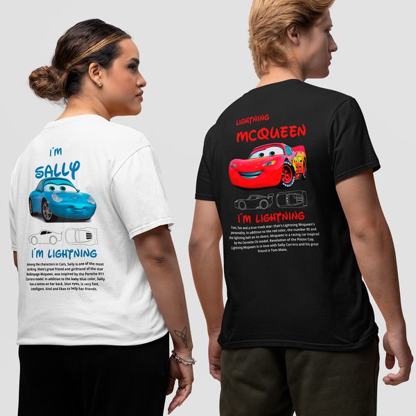 Kit casal Camisetas Relâmpago Mcqueen + Sally Carrera (MESCLADO)