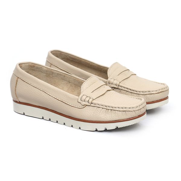 Mocassim Feminino Tratorado Creme Malta 