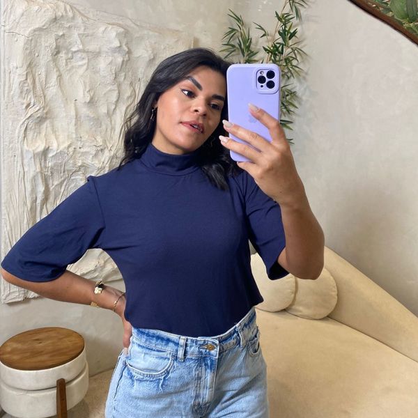 Blusa gola alta marinho