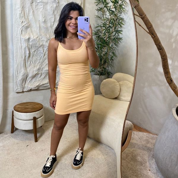 Vestido alça curto salmão