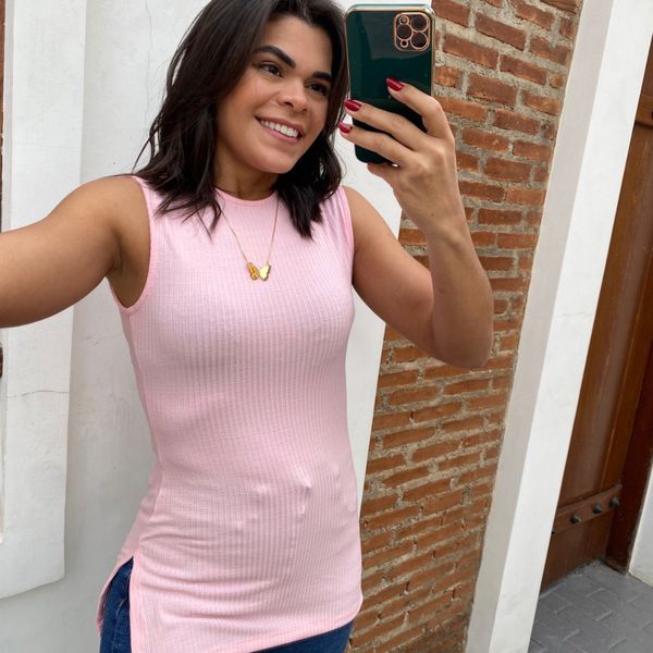 Blusa maxi rosé
