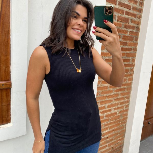 Blusa maxi preta