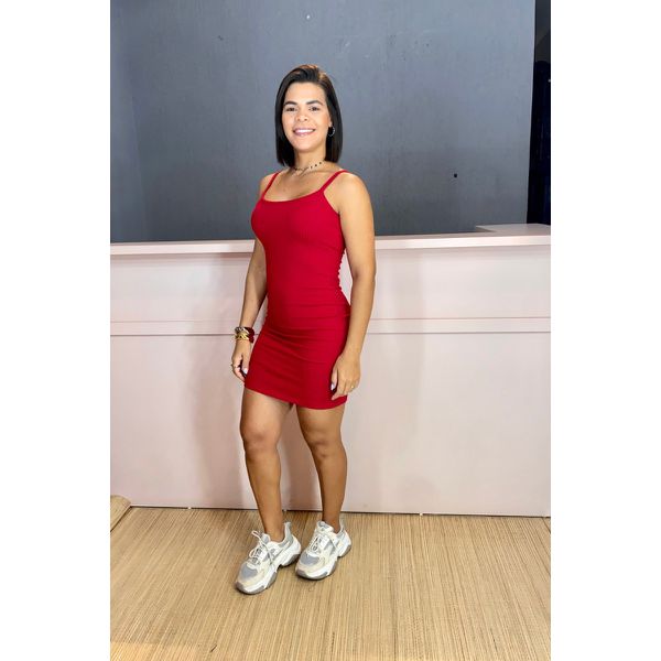 vestido de alça vermelho