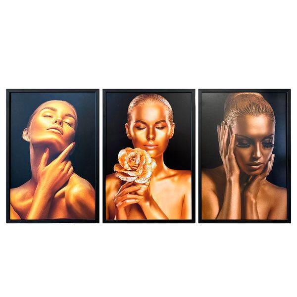 Trio de Quadros 60x40 Gold Woman