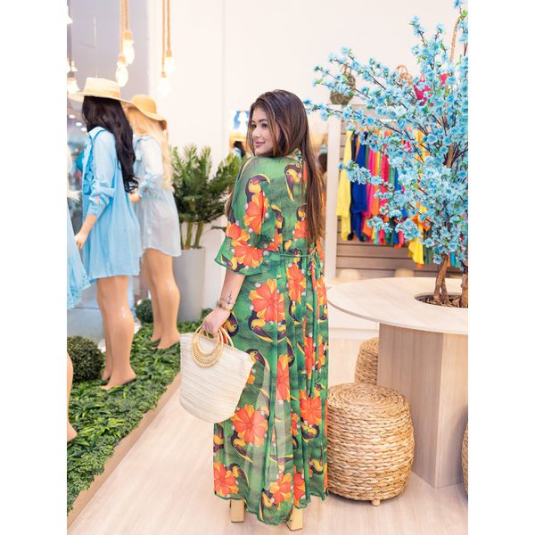 Saída de praia estampada longa 