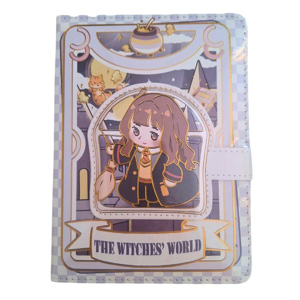 Agenda/Caderno Luxo Permanente 3D com Folhas Decoradas Harry Potter - Hermione 