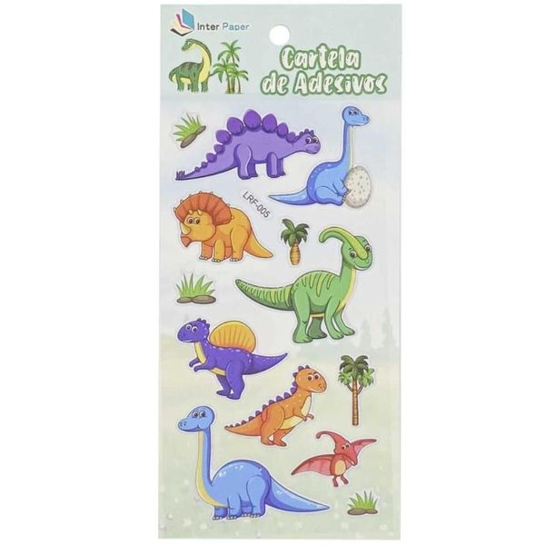Cartela de Adesivos Dinossauros