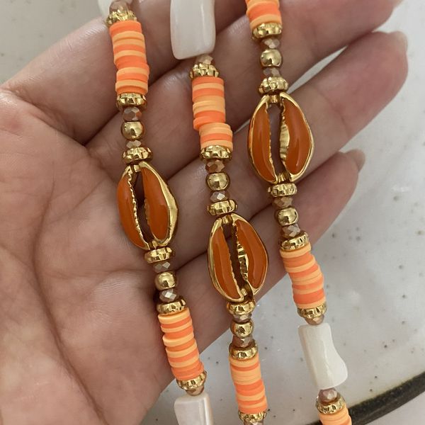 Tornozeleira madrepérola laranja