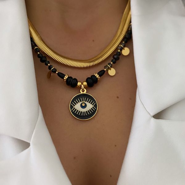 Colar olho turco negro