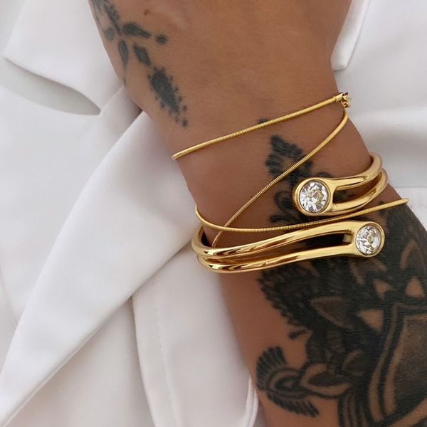 Bracelete Ponteira com Zircônia em Banho Dourado