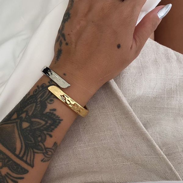 Bracelete Duplo Orgânico com Abertura Frontal