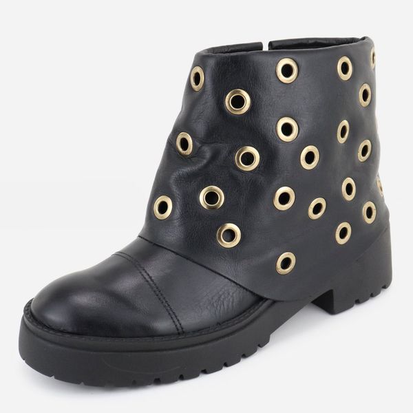 Bota Em Couro Tratorada Ingrid Preto