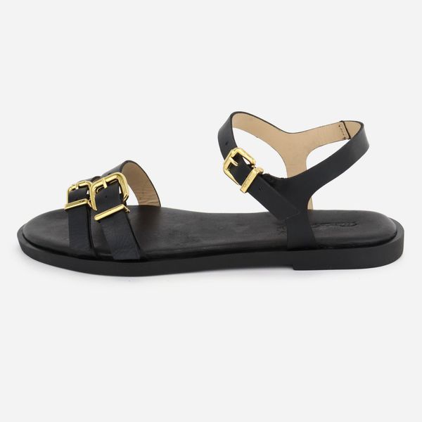 Rasteira Couro Rasteirinha Fivela Sibele Preto